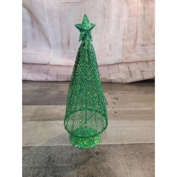 Green metal xmas tree star decor glittery - Picture 5 of 5